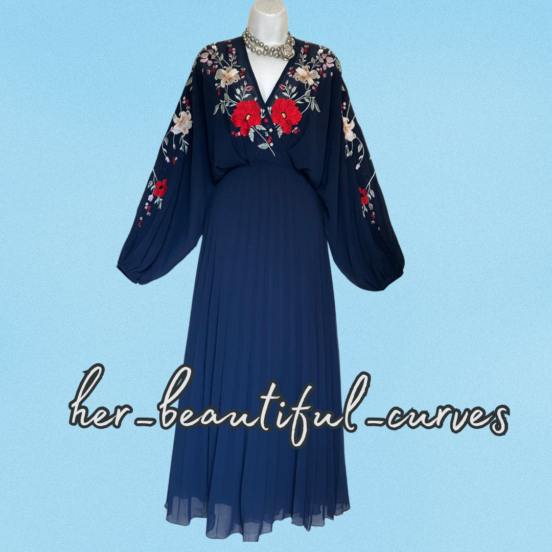 ASOS EMBROIDERED FLORAL PLEATED WEDDING OCCASION PARTY DRESS SIZE 14