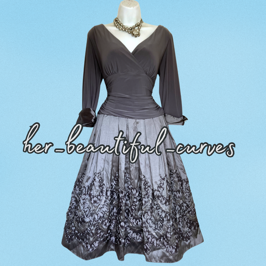 ELIZA J GREY SILVER EVENING OCCASION PARTY DRESS SIZE 14 new with tags