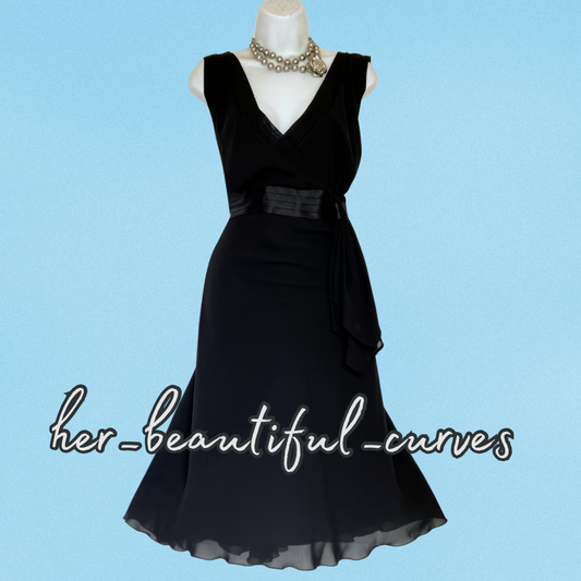 DEBENHAMS Gorgeous Black Flippy Empire Line Evening Party Dress Size 20