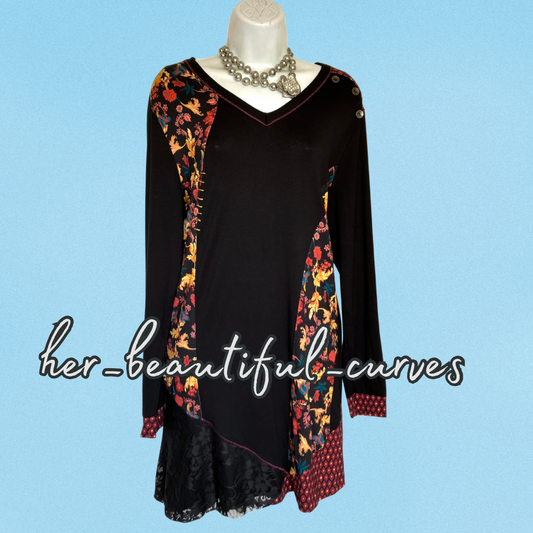 JOE BROWNS FLORAL JERSEY QUIRKY & UNIQUE PARTY DRESS SIZE 16 new with tags