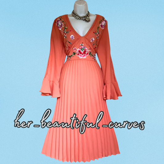 ASOS Embroidered FLORAL MIDI OCCASION PARTY DRESS SIZE 16 new with tags