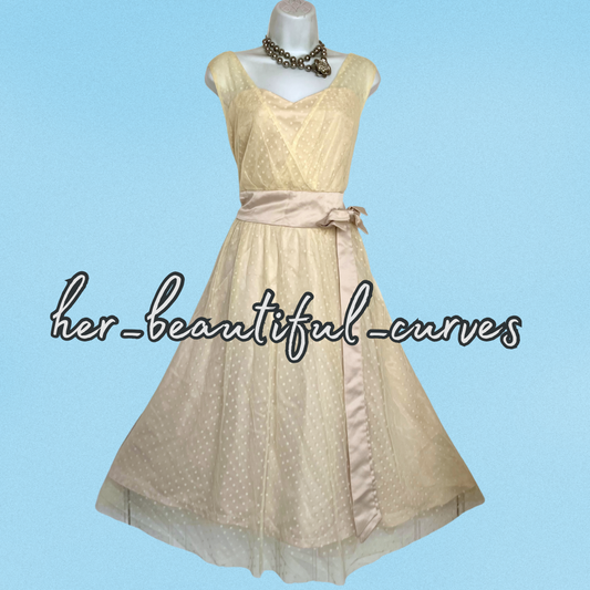 LINDY BOP POLKA DOTS VINTAGE STYLE OCCASION PARTY DRESS SIZE 20 fits 18