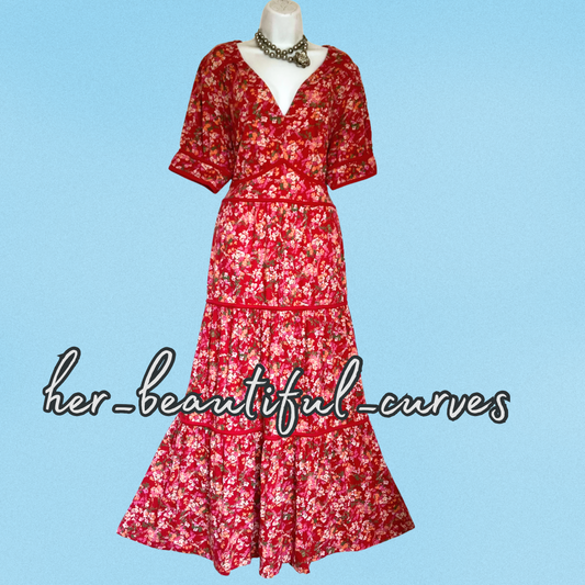 MONSOON FLORAL PRINT JERSEY VINTAGE STYLE OCCASION PARTY DRESS SIZE XL 20/22