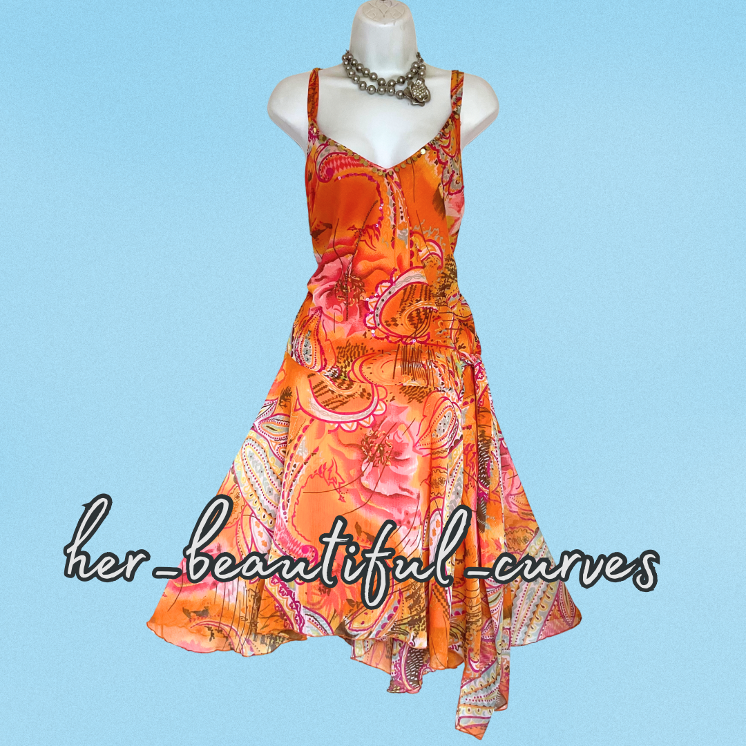 JOE BROWNS PAISLEY FLORAL HANDKERCHIEF HEM OCCASION PARTY DRESS SIZE 18