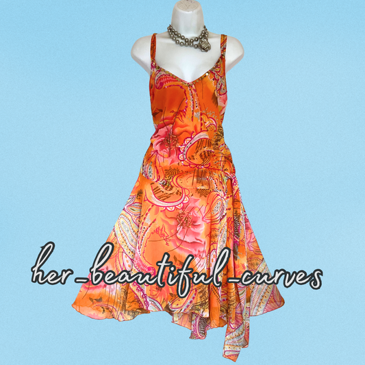 JOE BROWNS PAISLEY FLORAL HANDKERCHIEF HEM OCCASION PARTY DRESS SIZE 18
