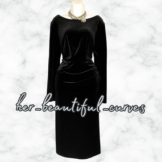 MONSOON BLACK VELVET OCCASION PARTY DRESS SIZE 22