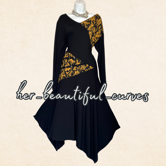 JOE BROWNS QUIRKY & UNIQUE JERSEY HANDKERCHIEF HEM PARTY DRESS SIZE 18