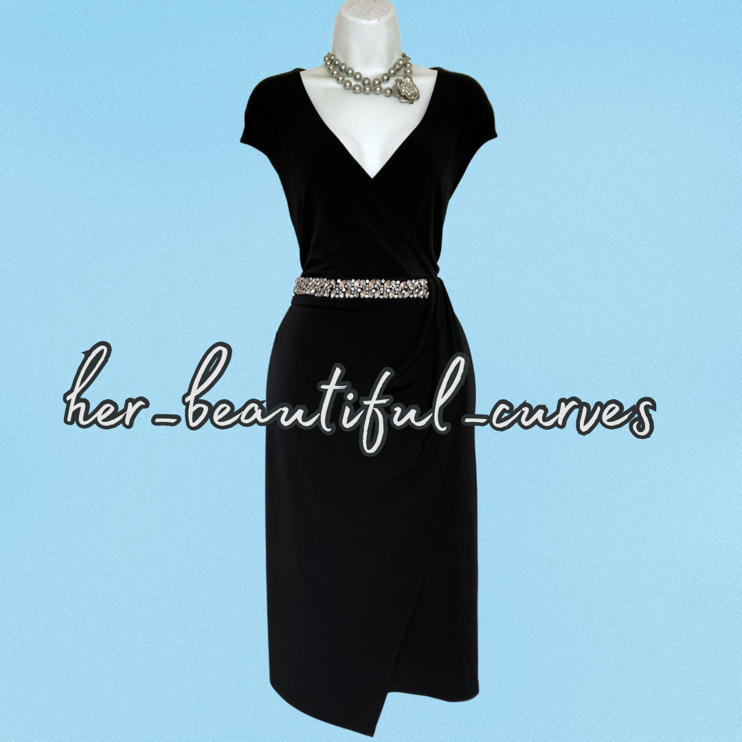 MONSOON RICH BLACK DIAMANTÉS JERSEY OCCASION PARTY DRESS SIZE 22