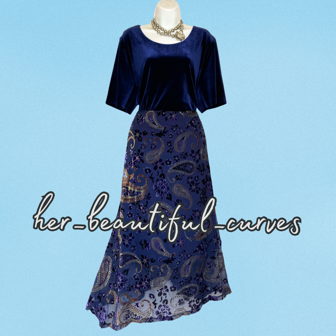 JOE BROWNS VELVET PAISLEY FLORAL PATTERN PARTY DRESS SIZE 24