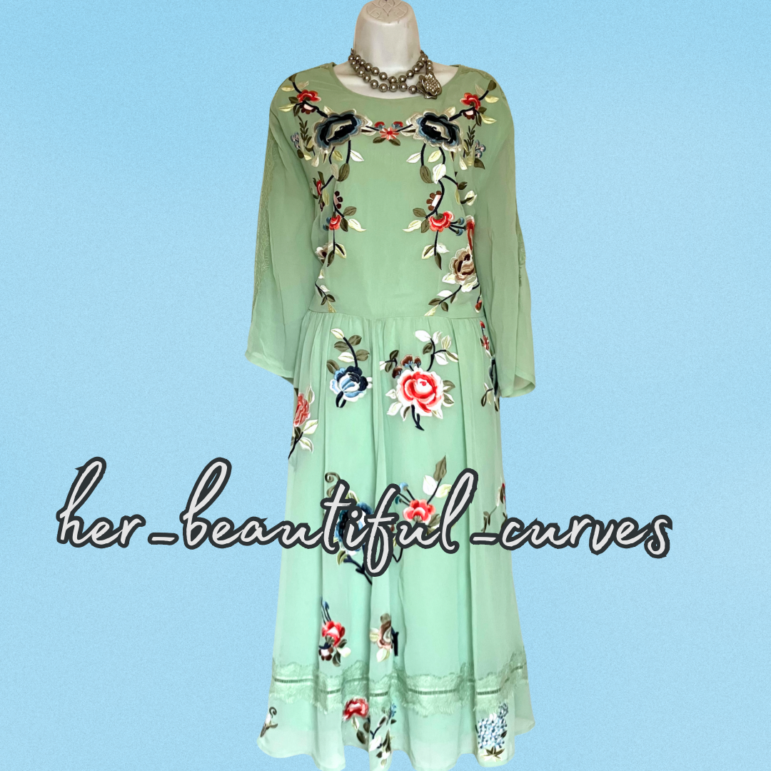 ASOS EMBROIDERED FLORAL WEDDING OCCASION PARTY DRESS SIZE 24