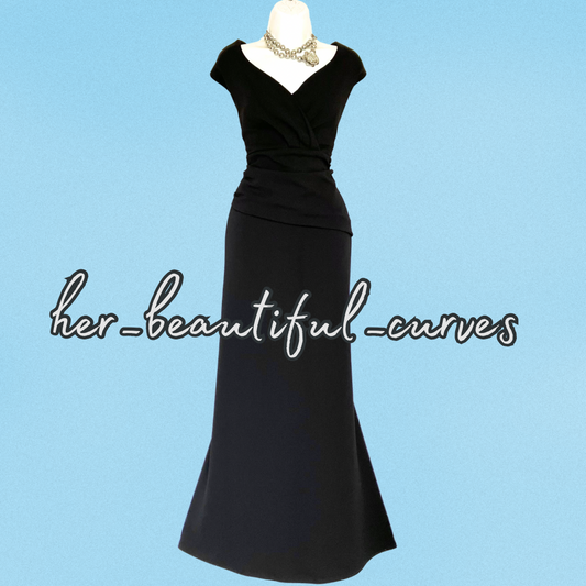 QUIZ BLACK MAXI OCCASION JERSEY EVENING PARTY DRESS SIZE 22