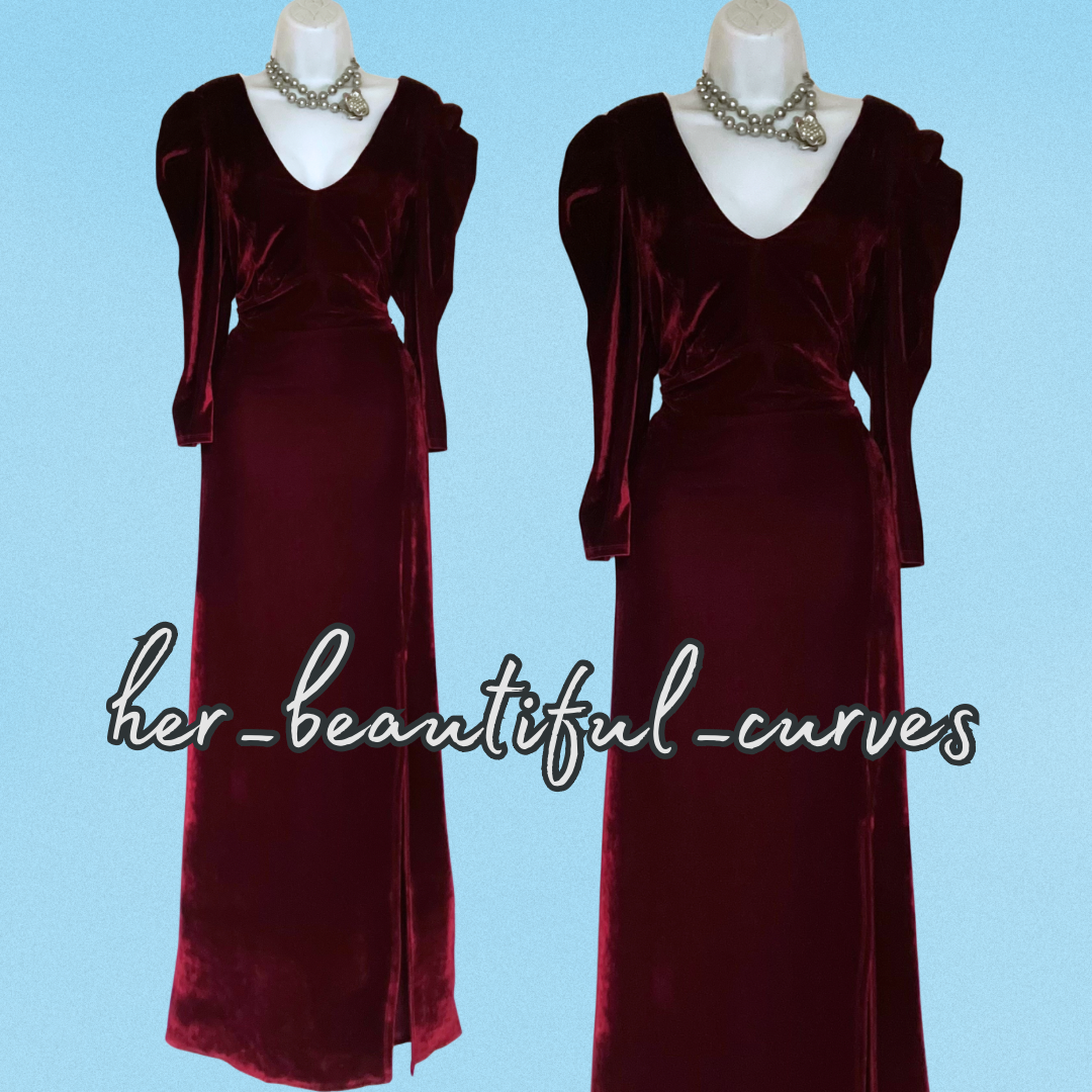 MONSOON RICH VELVET PUFF SLEEVE MAXI EVENING PARTY DRESS SIZE 18