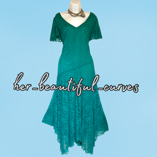 JOANNA HOPE FLORAL LACE HANDKERCHIEF HEM OCCASION PARTY DRESS SIZE 18 new