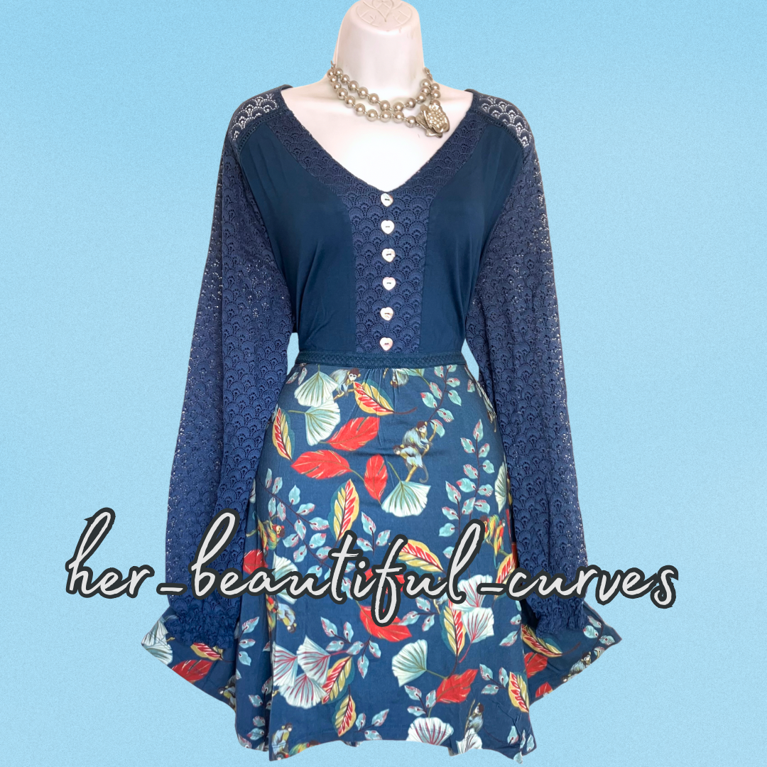 JOE BROWNS QUIRKY & UNIQUE HANDKERCHIEF HEM JERSEY PARTY DRESS SIZE 22