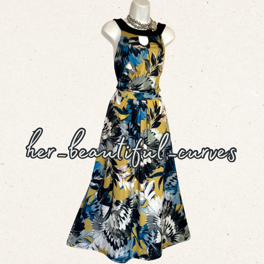 JOANNA HOPE KEYHOLE FLORAL PRINT JERSEY WEDDING OCCASION PARTY DRESS SIZE 18