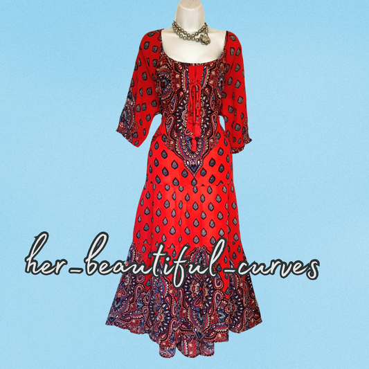 JOE BROWNS BOHO PAISLEY FLORAL PRINT OCCASION WEDDING PARTY DRESS SIZE 24