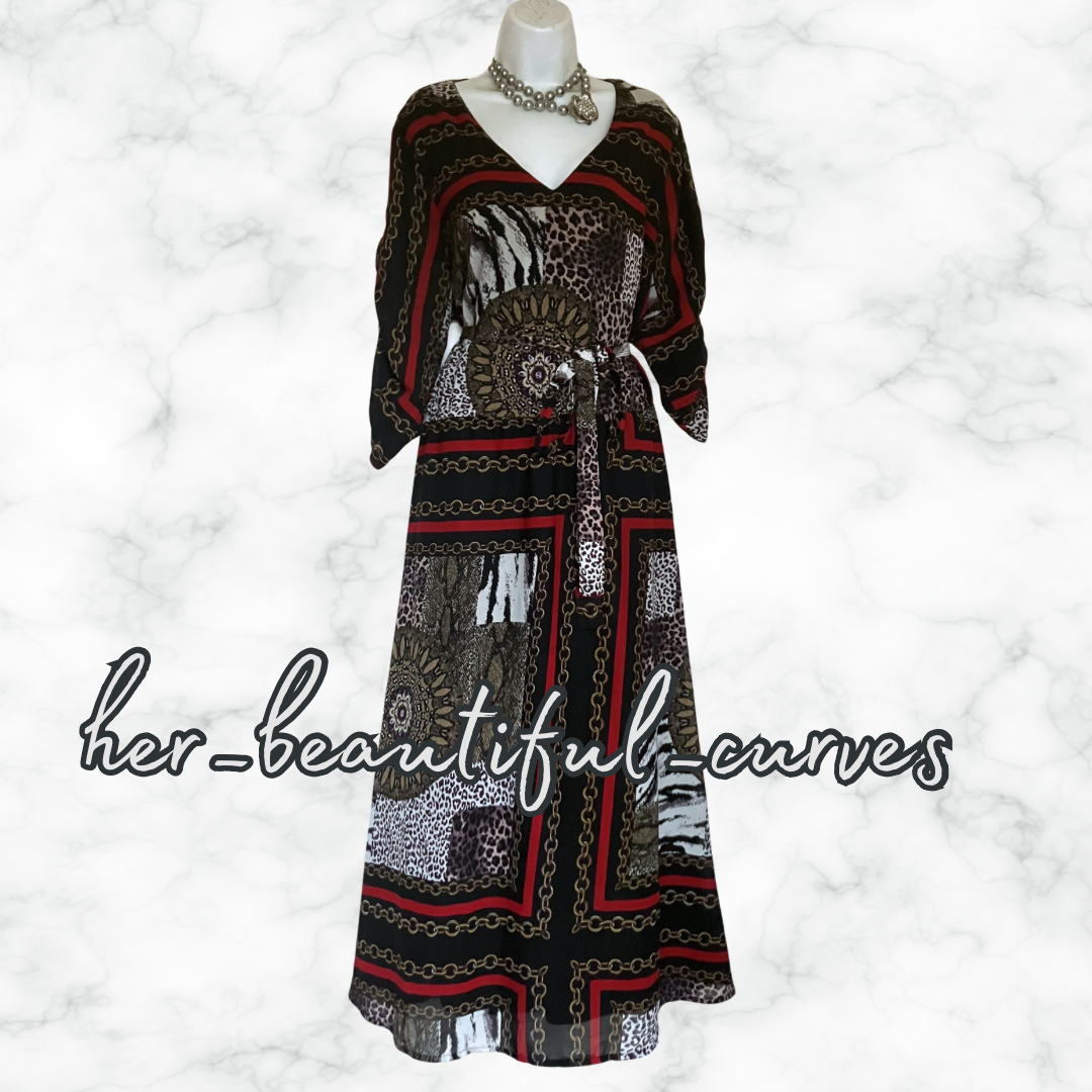 JOE BROWNS CHAIN & ART DECO PRINT PARTY DRESS SIZE 24