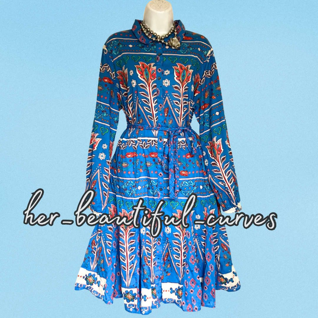 MONSOON FLORAL PRINT SHIRT PARTY DRESS SIZE 18