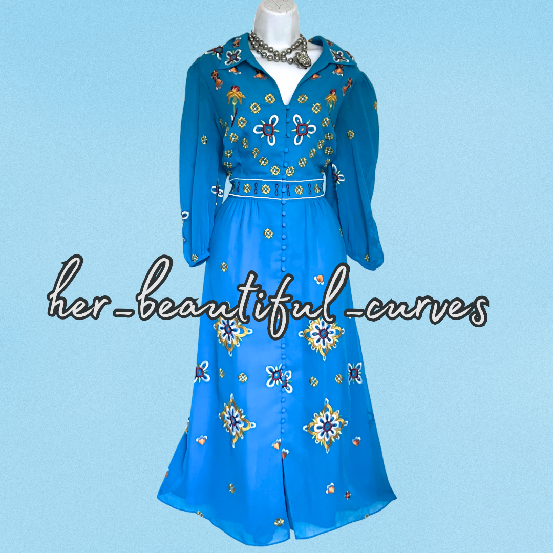 MONSOON EMBROIDERED FLORAL 40s STYLE WEDDING OCCASION PARTY DRESS SIZE 18