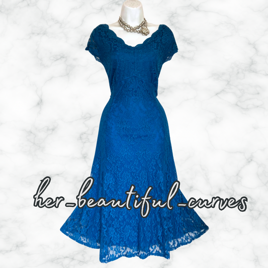 JOANNA HOPE TEAL EMBROIDERED FLORAL LACE OCCASION PARTY DRESS SIZE 18