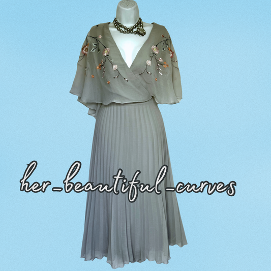 ASOS EMBROIDERED FLORAL PLEATED OCCASION PARTY DRESS SIZE 20