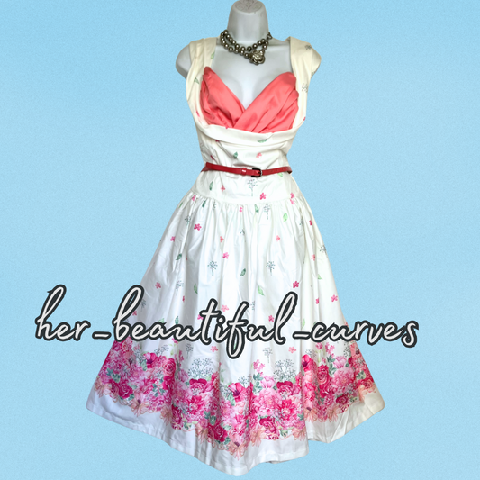 LINDY BOP FLORAL PRINT VINTAGE STYLE OCCASION PARTY DRESS SIZE 26
