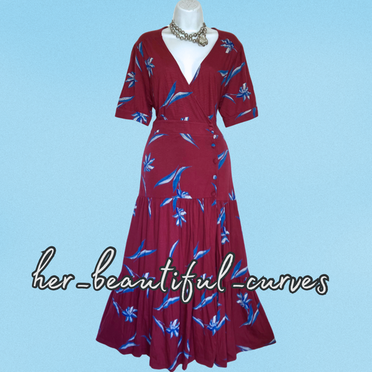 MONSOON GORGEOUS FLORAL PRINT JERSEY PARTY DRESS SIZE XL 18/20