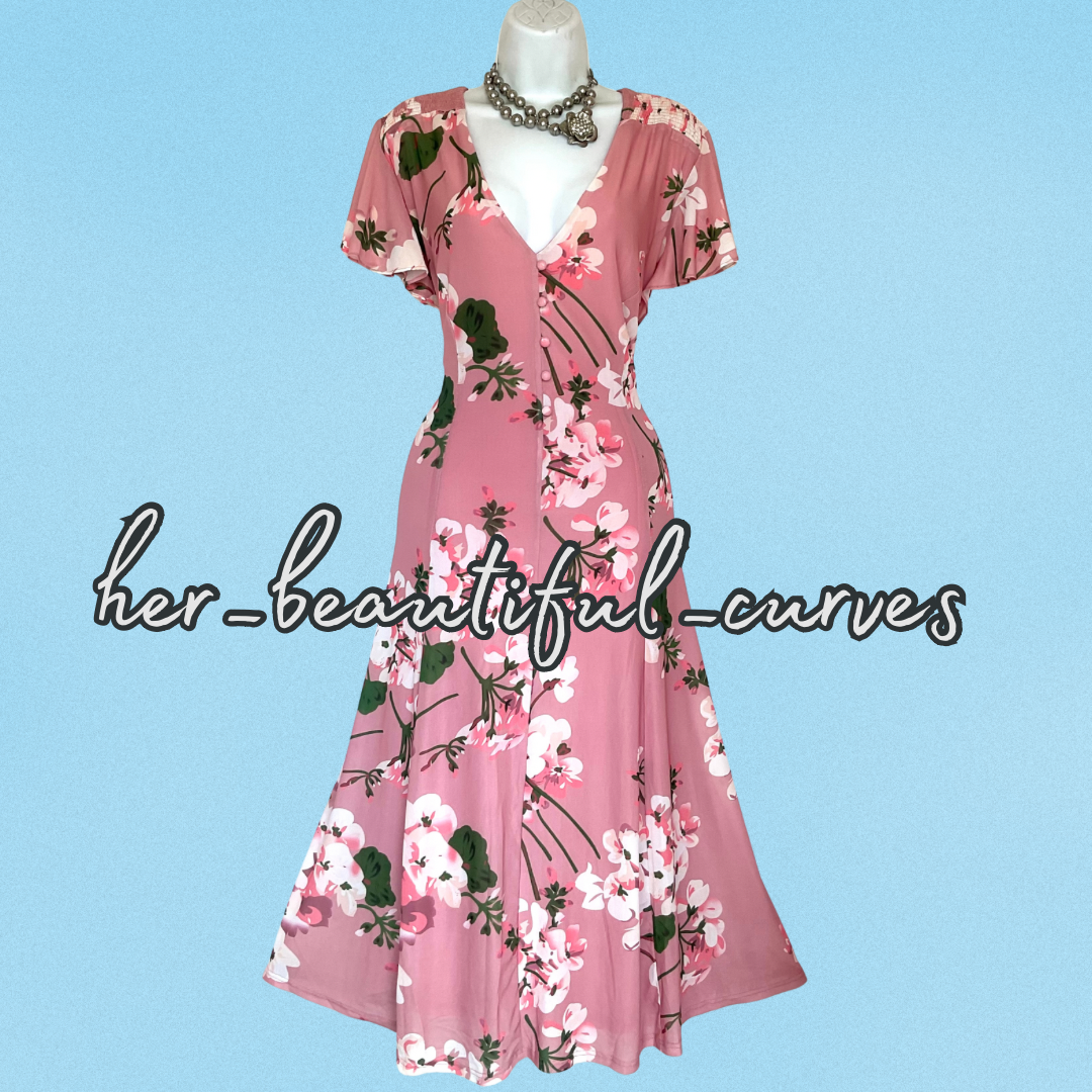 JOLIE MOI FLORAL PRINT 40s JERSEY OCCASION PARTY DRESS SIZE 20