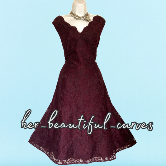 EXQUISITE JOLIE MOI APPLIQUÉ BLOOMS 50's STYLE FLARED PARTY DRESS SIZE 20