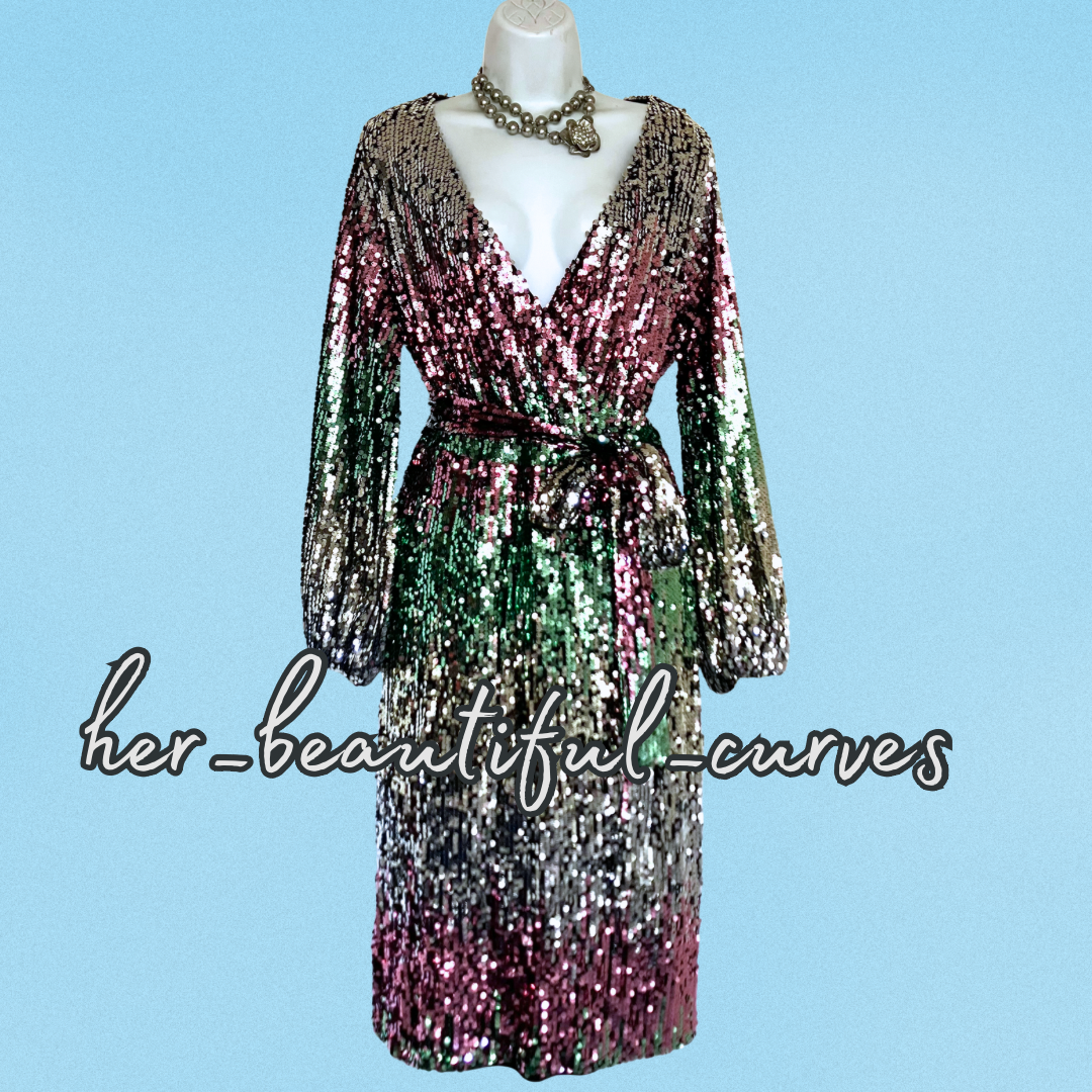 YOURS LONDON SHIMMERING SEQUINS COCKTAIL PARTY DRESS SIZE 20