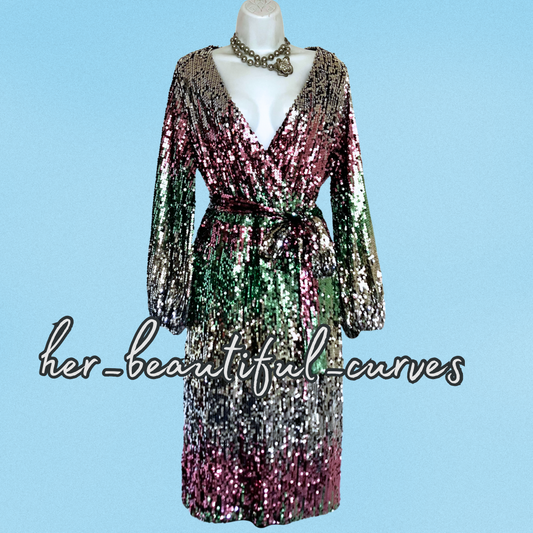 YOURS LONDON SHIMMERING SEQUINS COCKTAIL PARTY DRESS SIZE 20