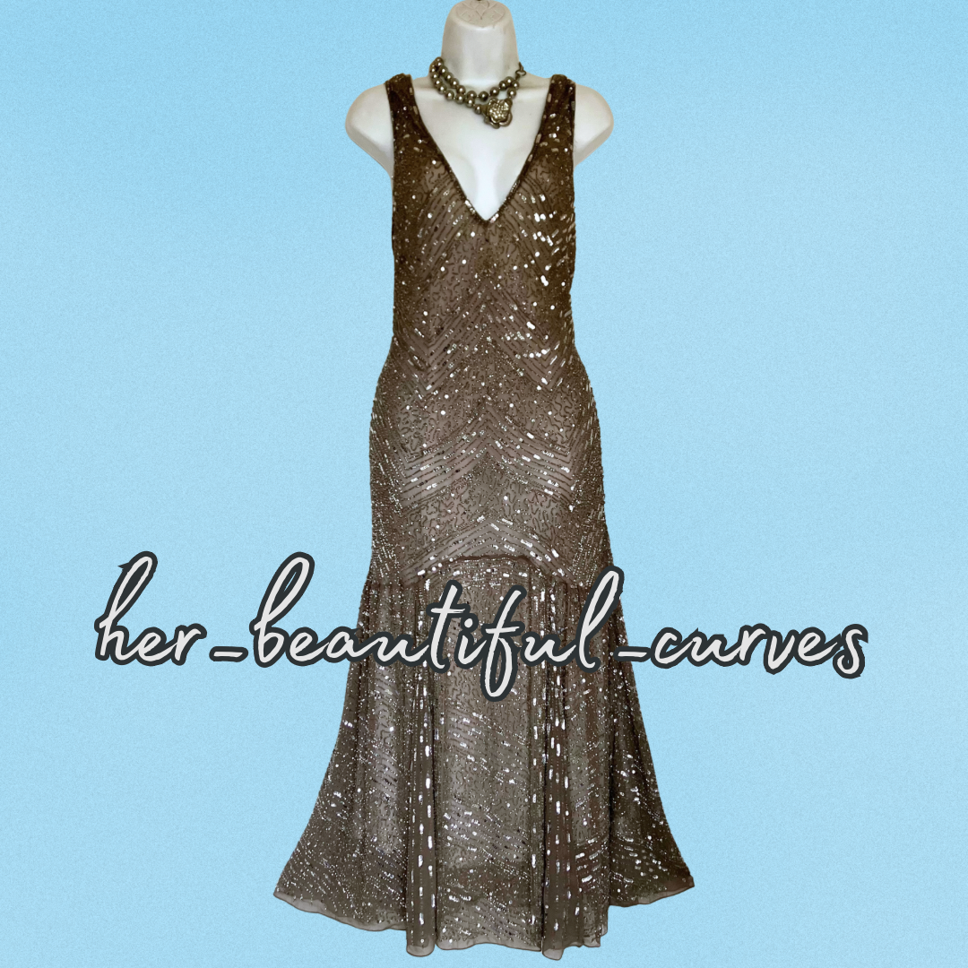 PRINCIPLES SHIMMERING SEQUINS EVENING EMBELLISHED OCCASION PARTY DRESS SIZE 18