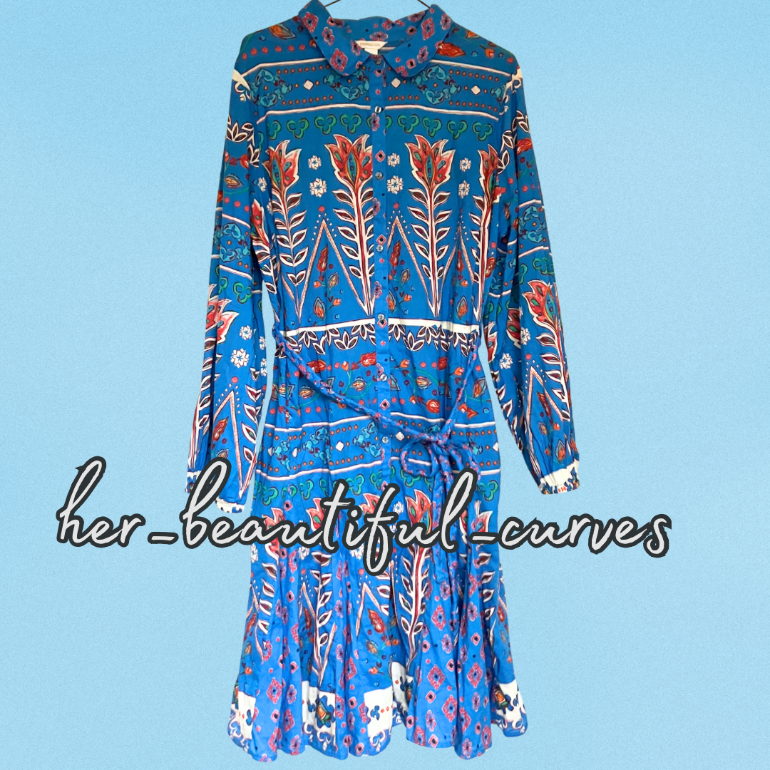 MONSOON FLORAL PRINT SHIRT PARTY DRESS SIZE 18