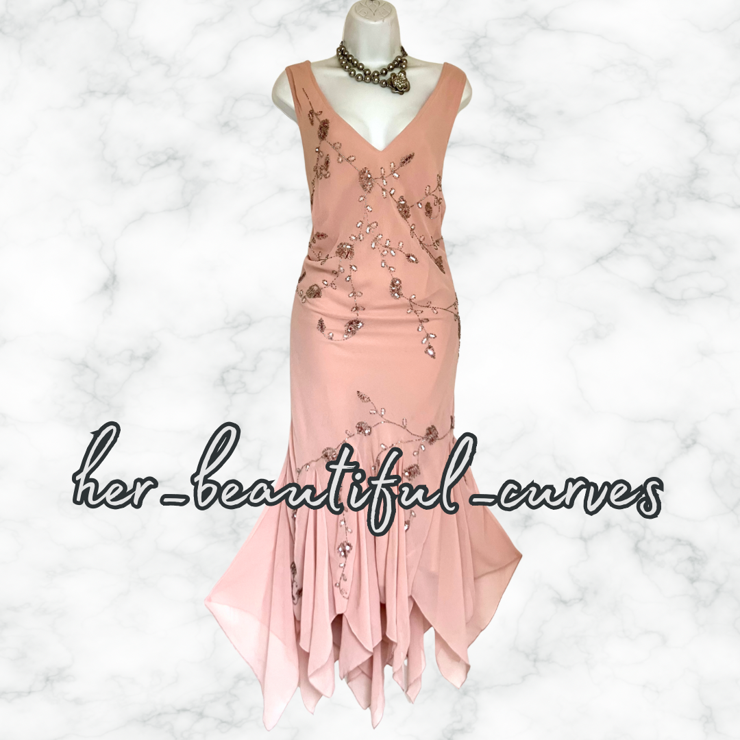 BERKERTEX SEQUINED BEADED OCCASION PARTY DRESS & BOLERO SIZE 18