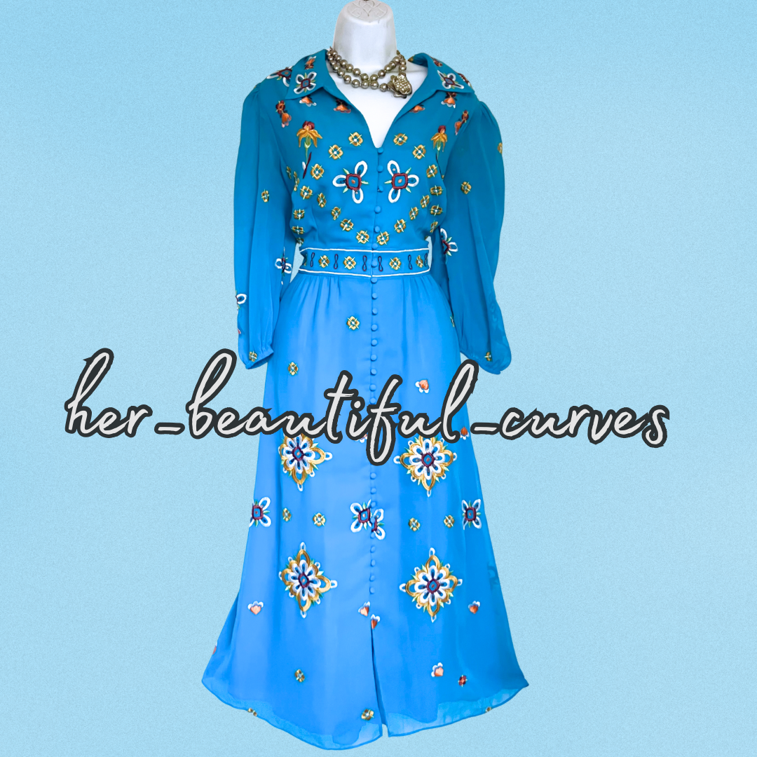 MONSOON EMBROIDERED FLORAL 40s STYLE WEDDING OCCASION PARTY DRESS SIZE 18