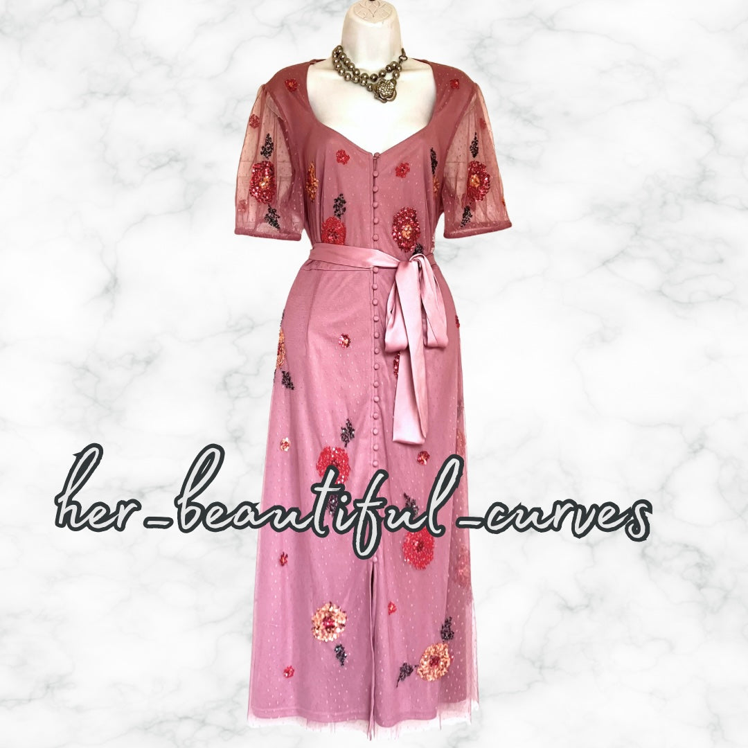 MONSOON SEQUINNED 40s STYLE WEDDING OCCASION PARTY DRESS SIZE 16