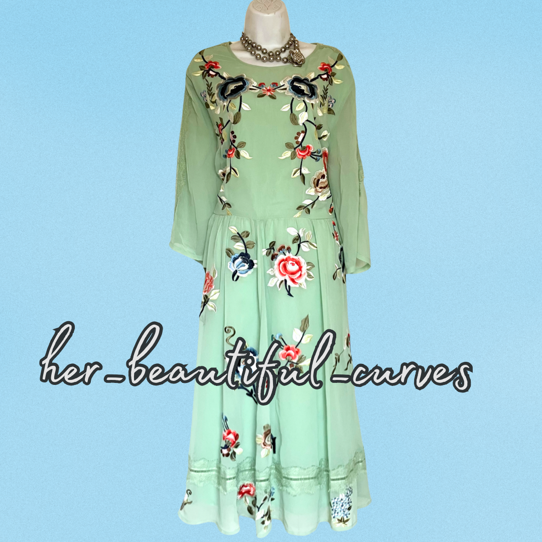 ASOS EMBROIDERED FLORAL WEDDING OCCASION PARTY DRESS SIZE 24