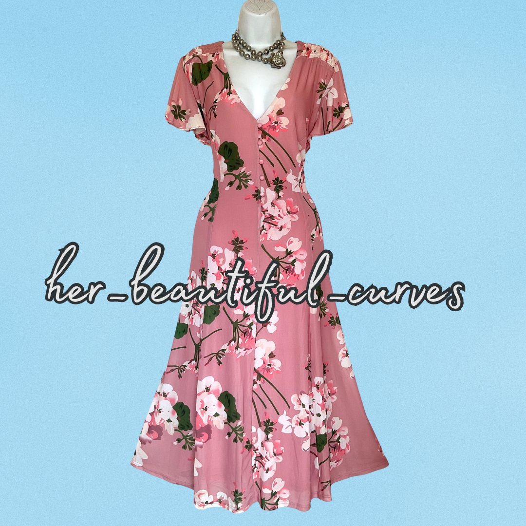 JOLIE MOI FLORAL PRINT 40s JERSEY OCCASION PARTY DRESS SIZE 20