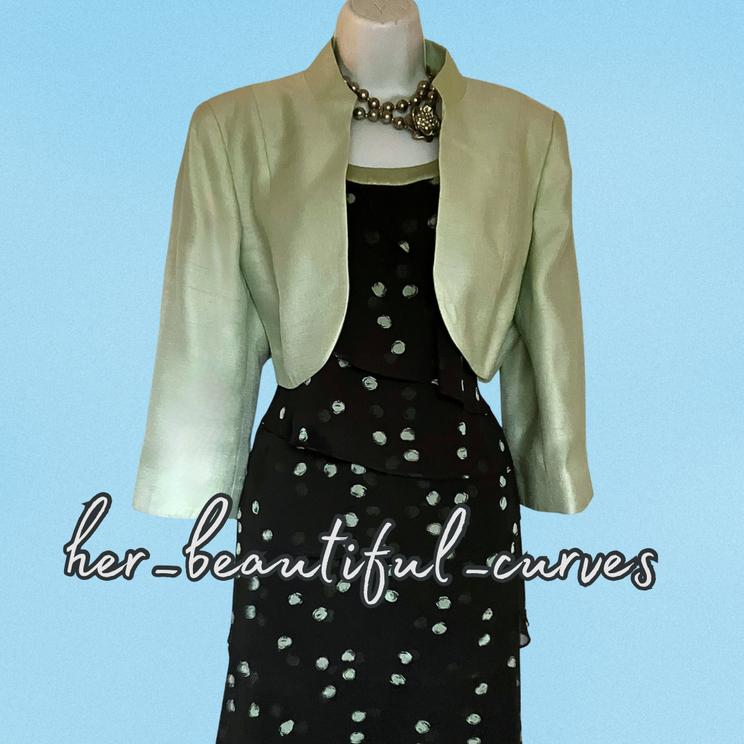 JACQUES VERT POLKA DOTS WEDDING OCCASION PARTY DRESS & JACKET SIZE 18