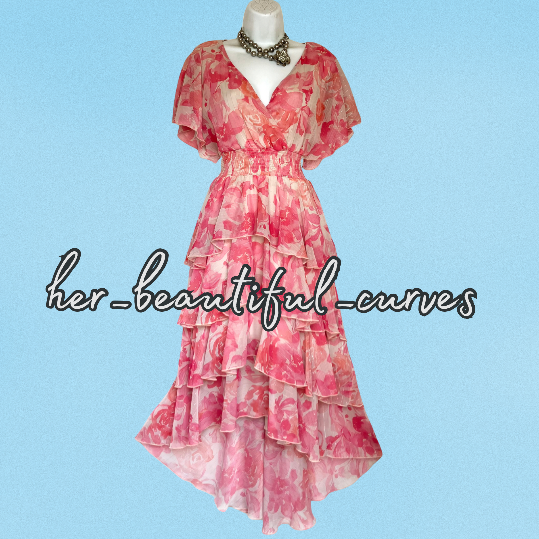 QUIZ FLORAL SHIMMERING THREDS WEDDING OCCASION PARTY DRESS SIZE 14