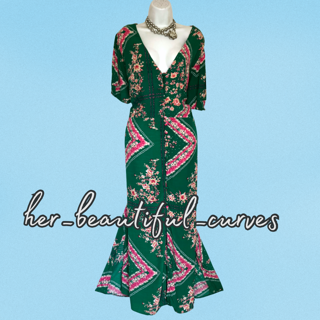 MONSOON FLORAL PRINT 40s STYLE WEDDING OCCASION PARTY DRESS SIZE 22