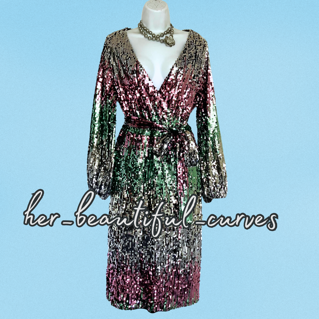 YOURS LONDON SHIMMERING SEQUINS COCKTAIL PARTY DRESS SIZE 20