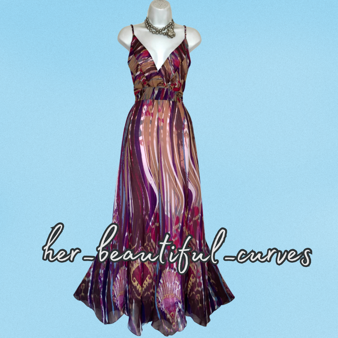 PER UNA ART DECO PRINT HANDKERCHIEF HEM COCKTAIL PARTY DRESS SIZE 20L