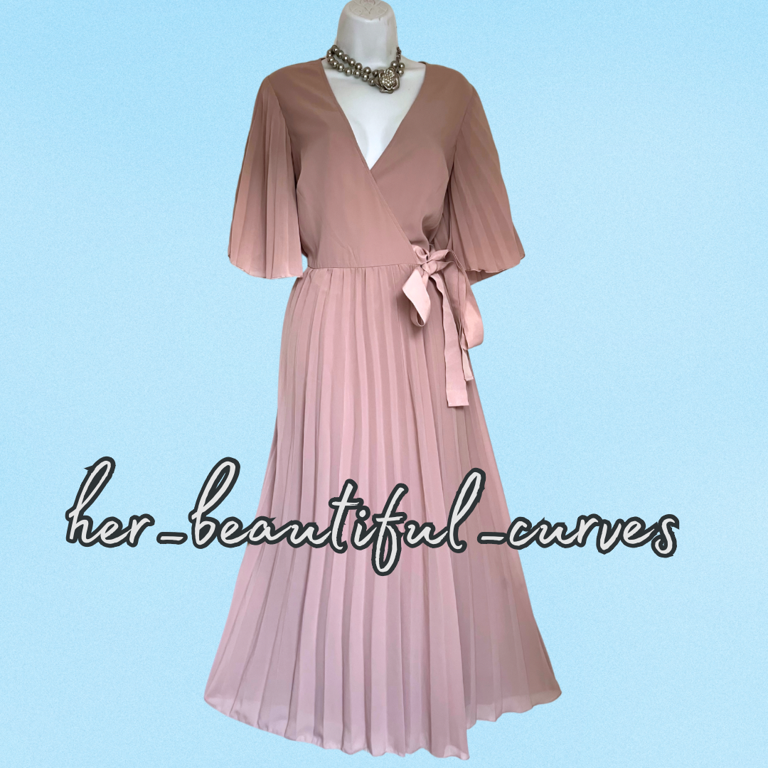 ASOS PLEATED WEDDING OCCASION PARTY WRAP DRESS SIZE 16