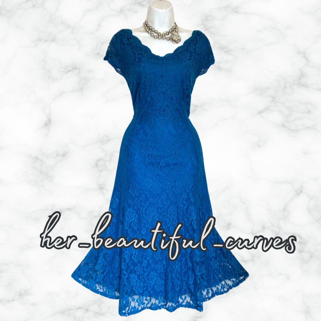 JOANNA HOPE TEAL EMBROIDERED FLORAL LACE OCCASION PARTY DRESS SIZE 18