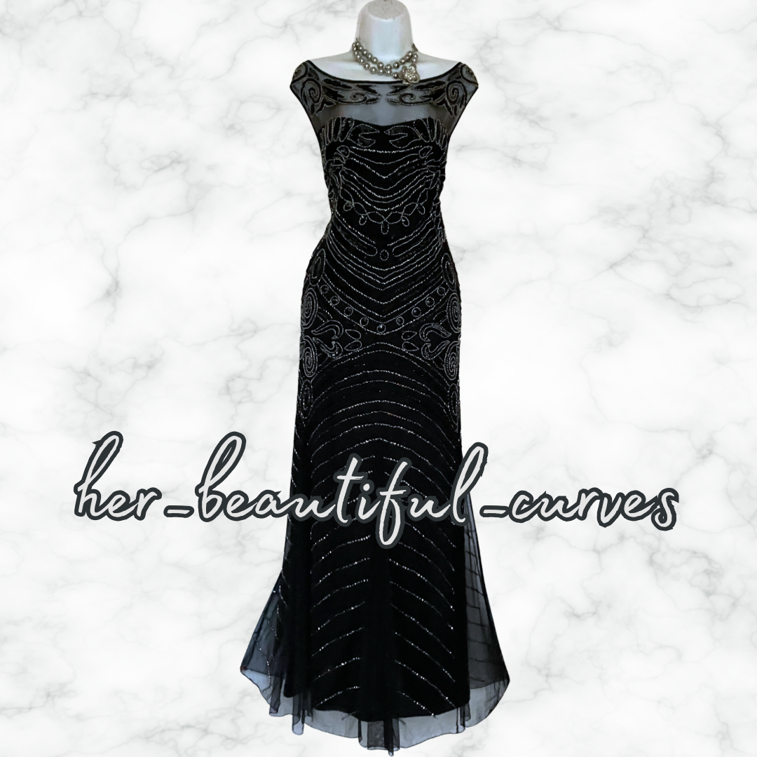 JOANNA HOPE SEQUINED BEADED MAXI EVENING PARTY DRESS SIZE 26