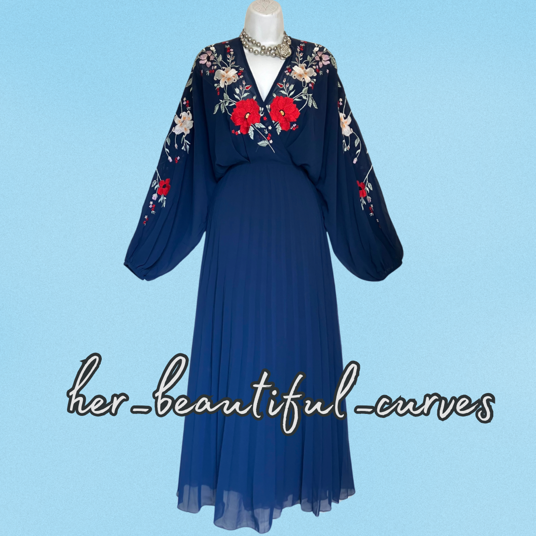 ASOS EMBROIDERED FLORAL PLEATED WEDDING OCCASION PARTY DRESS SIZE 14