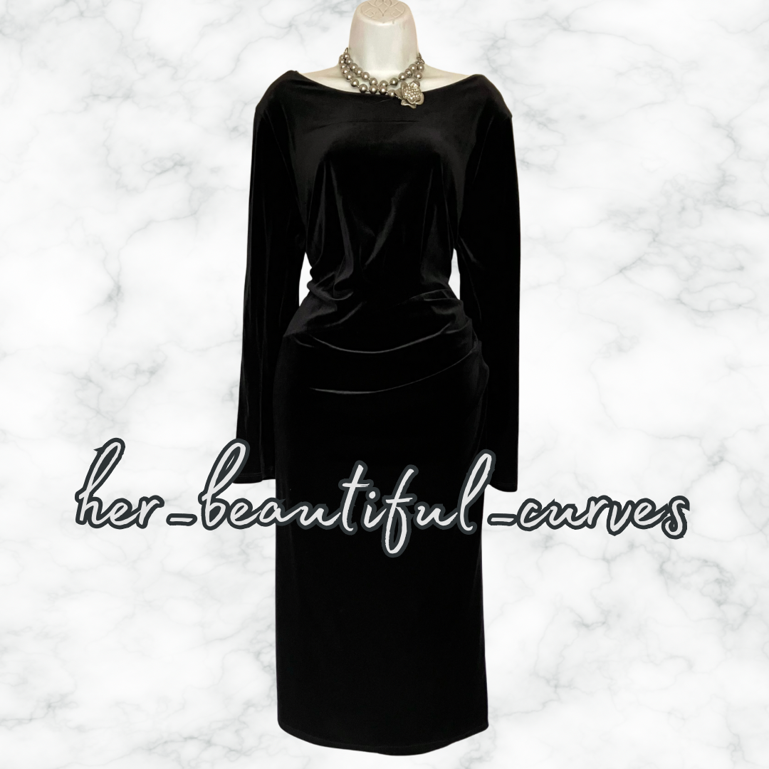 MONSOON BLACK VELVET OCCASION PARTY DRESS SIZE 22