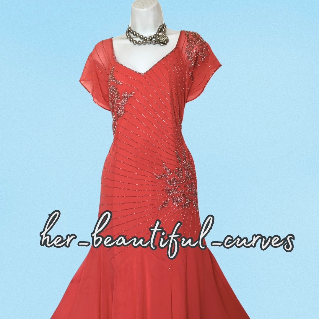 JOANNA HOPE BEADED EMBELLISHED HANKY HEM WEDDING OCCASION PARTY DRESS SIZE 26
