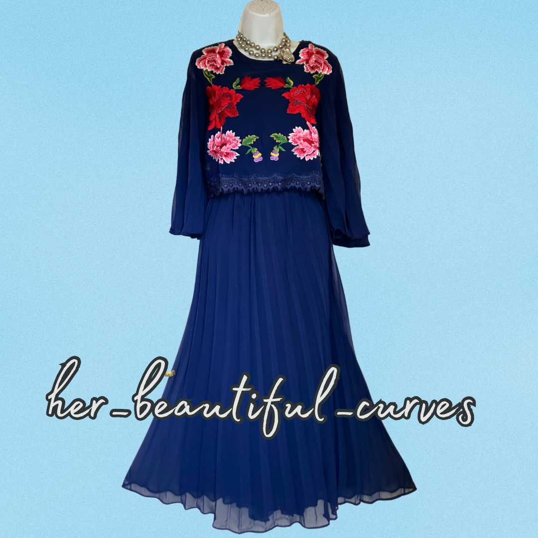 ASOS EMBROIDERED FLORAL OVERLAY OCCASION PARTY DRESS SIZE UK 18